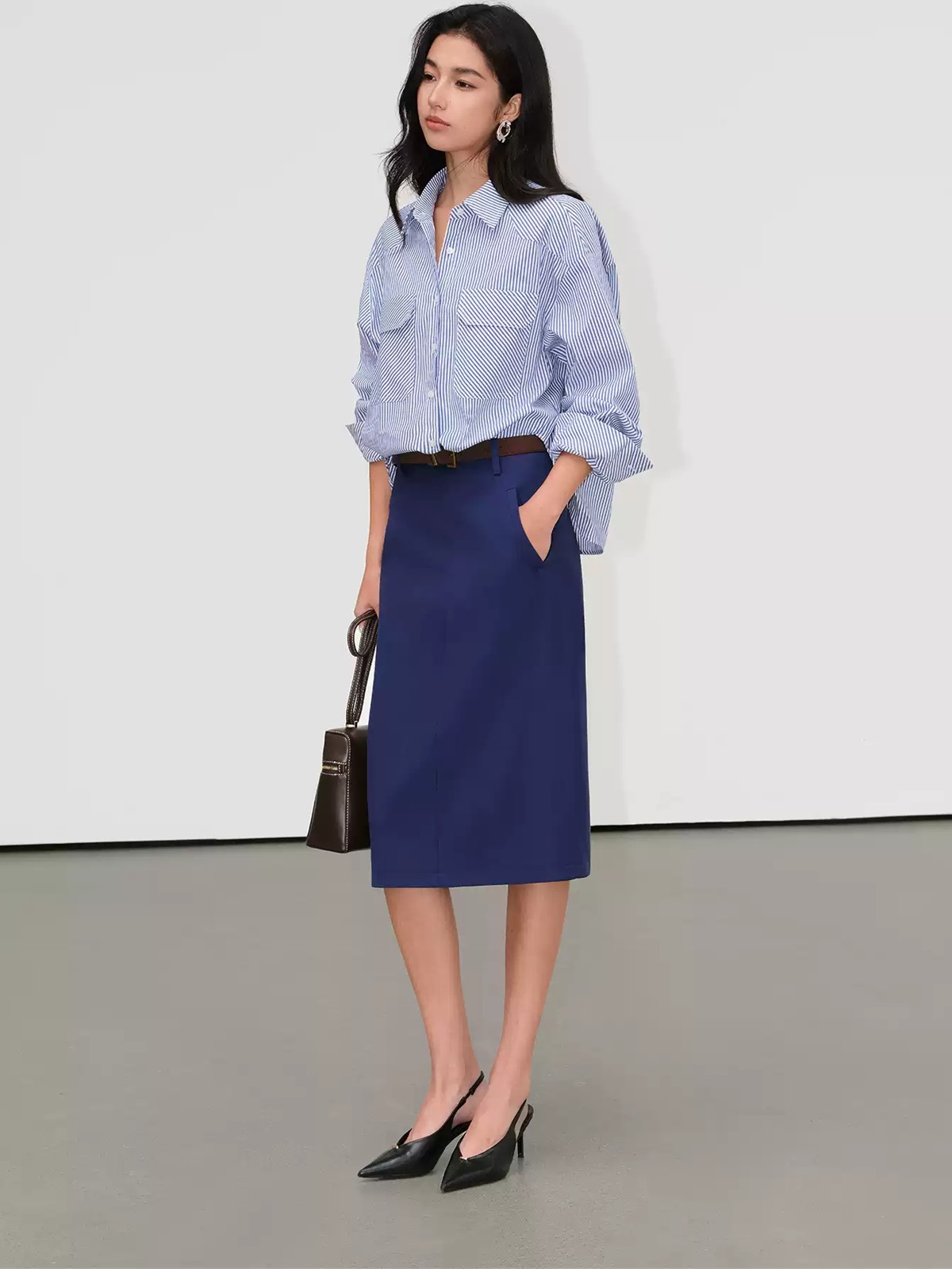 Jasmine Back Slit Midi Skirt
