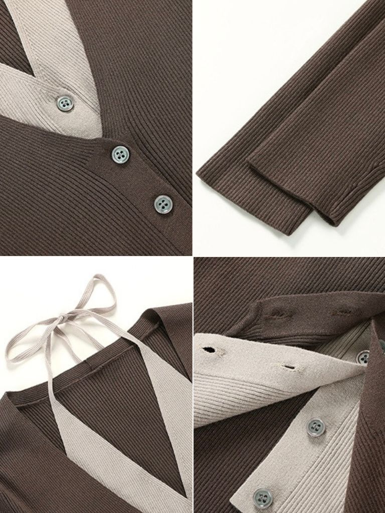 Julian Fake Two Pieces Halter Neck Knit Top-The Black Bow-