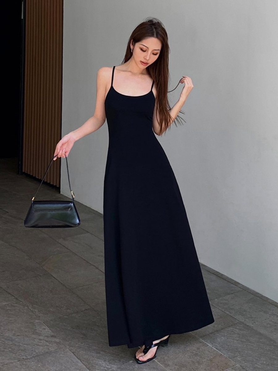 Unelly Cami Maxi Knit Dress (Padded & Non-padded）-The Black Bow-