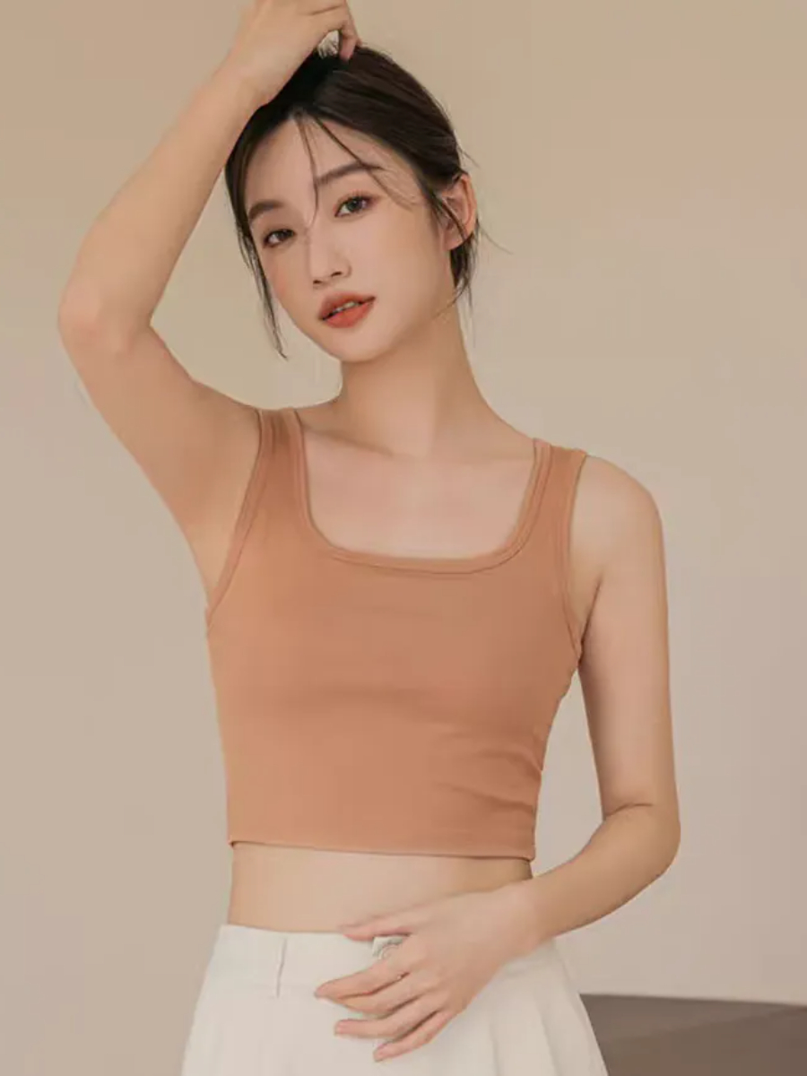Diantha Square Neck Padded Crop Top-The Black Bow-