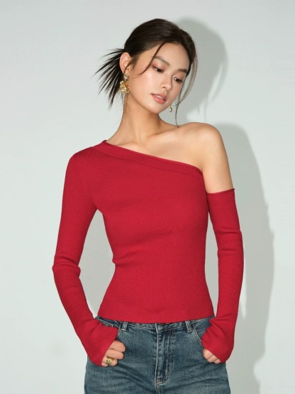 Moriah Asymmetric One Shoulder Top-The Black Bow-