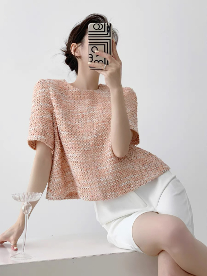 Narice Textured Top & Teaga Mid-Length Pants-The Black Bow-