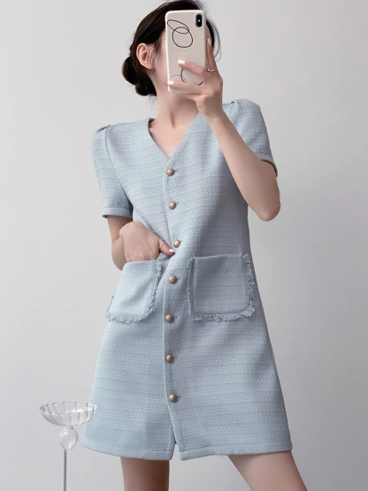Naveen Textured Mini Dress-The Black Bow-