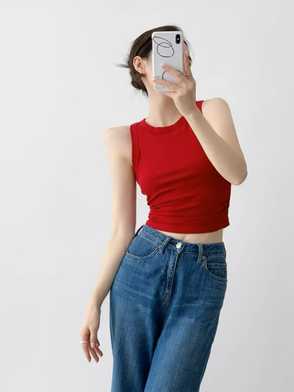 Nyx Round Neck Crop Top-The Black Bow-