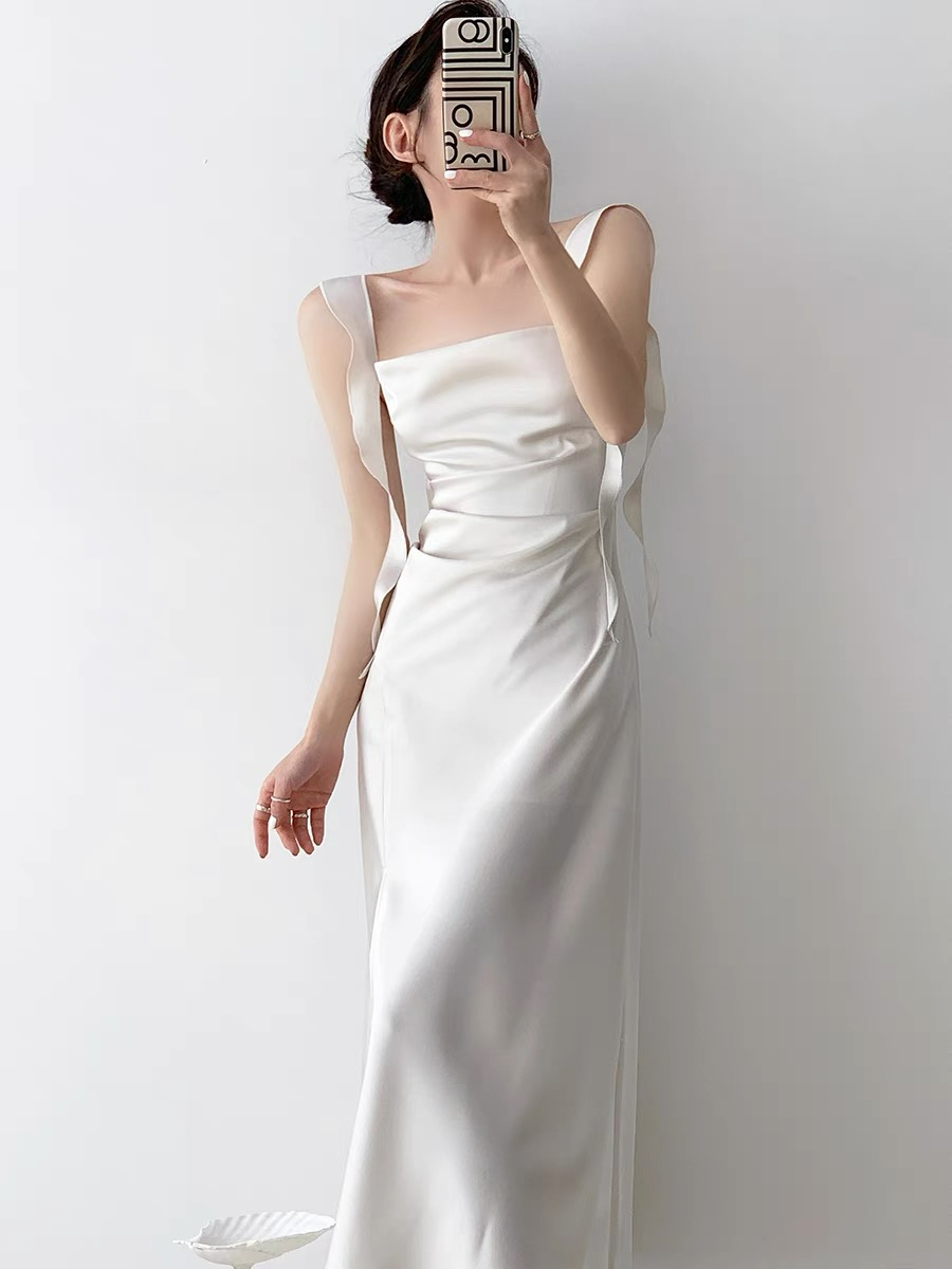 Natsuko Satin Ceremony Dress-The Black Bow-