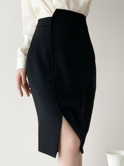 Avalynn Asymmetrical Tulip Skirt-The Black Bow-