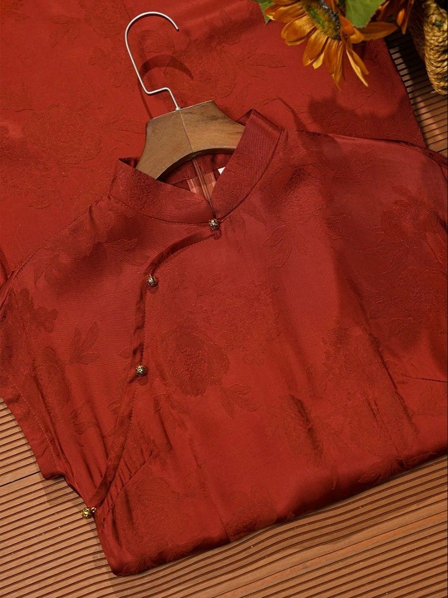 Lu Ai Jacquard Floral Cheongsam