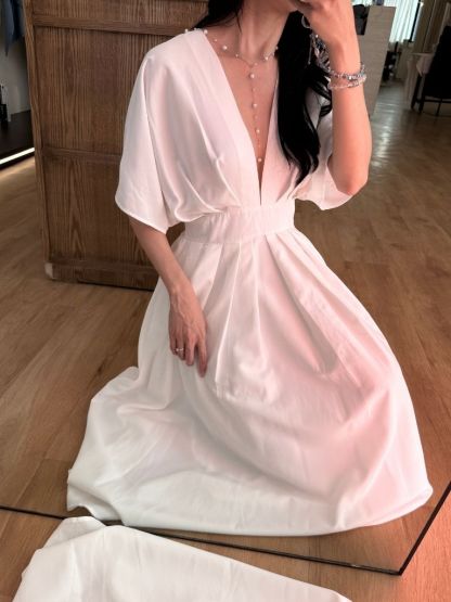 Violet Structured V-Neck Dress