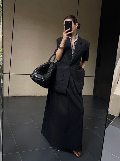 Ayzel Soft Structured Vest Jacket & Wide Leg Pants Set