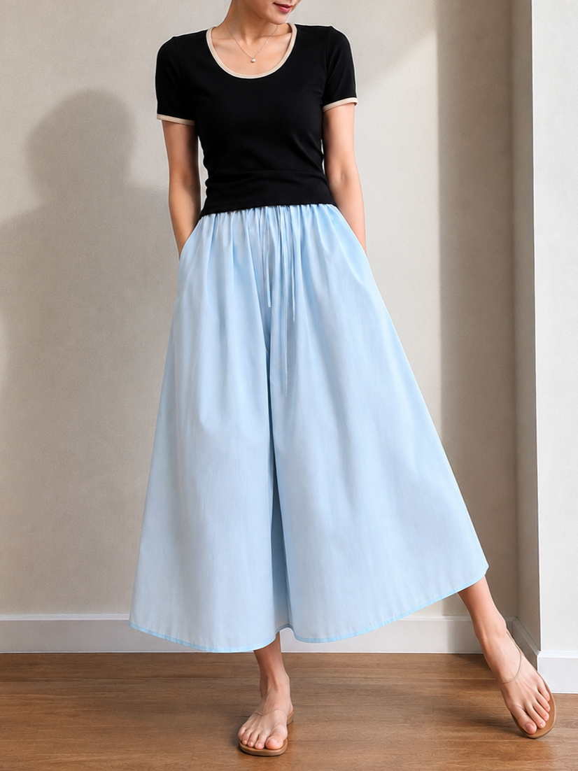 Van Textured Flowy Culottes