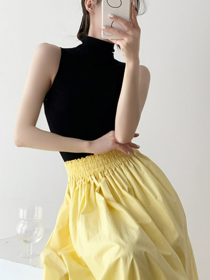 Madilyn Turtle Neck Sleeveless Knit Top-The Black Bow-