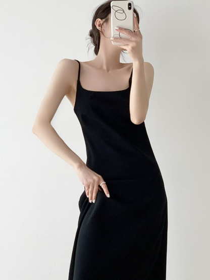 Mary Low Back Cami Dress-The Black Bow-