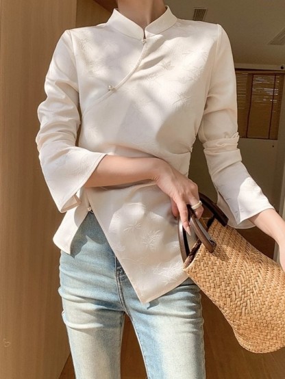 Zhou Qi Long Sleeve Oriental Top-The Black Bow-