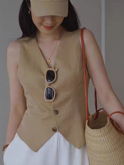 Trisha Sleeveless Waistcoat -The Black Bow-