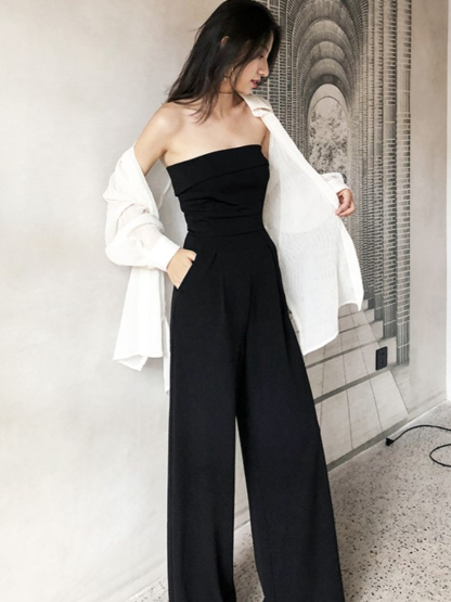 Monica Tube Top Jumpsuit-The Black Bow-