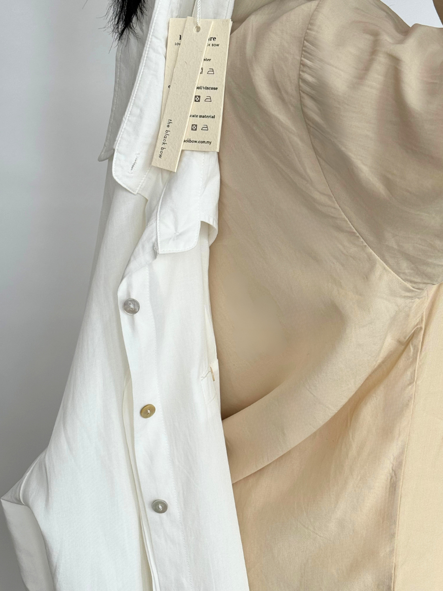 Heloise Shirt with Fake Pocket (Discounted-Free size)-The Black Bow-