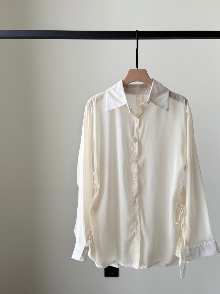 Ding Lan Pull Sting Sheer Shirt with Inner Padded Top (Rejected-Free size)-The Black Bow-