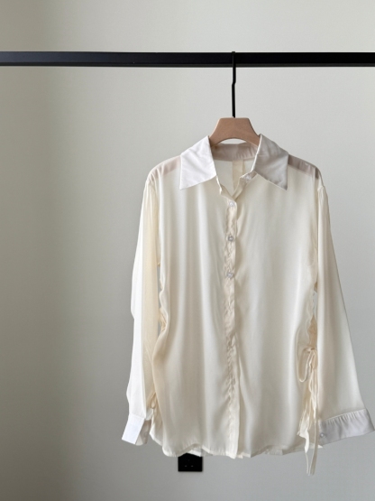 Ding Lan Pull Sting Sheer Shirt with Inner Padded Top (Rejected-Free size)-The Black Bow-