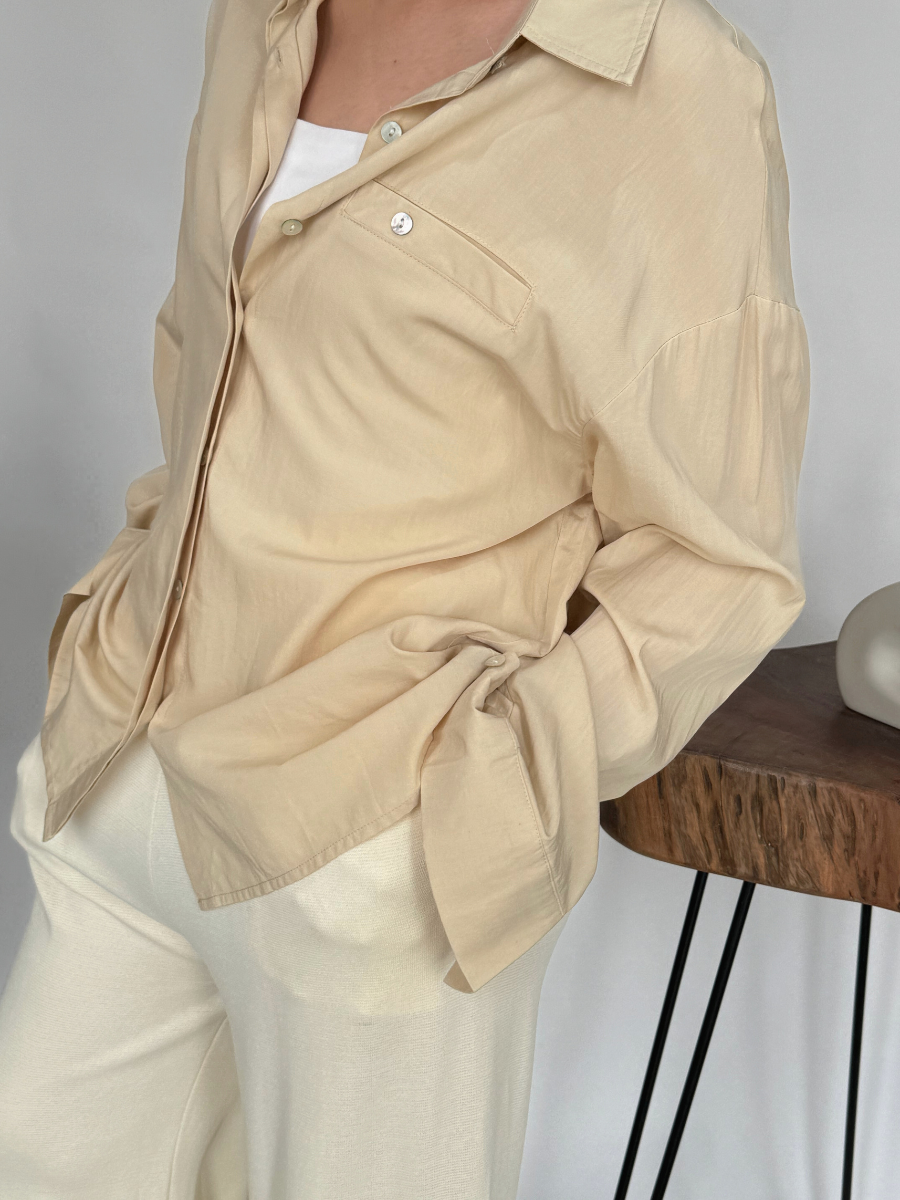 Heloise Shirt with Fake Pocket (Discounted-Free size)-The Black Bow-