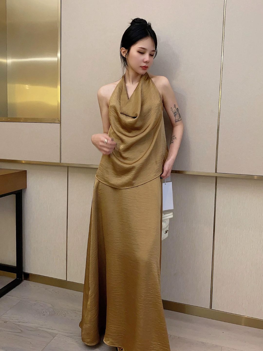 Laken Swing Collar Top & Skirt Set