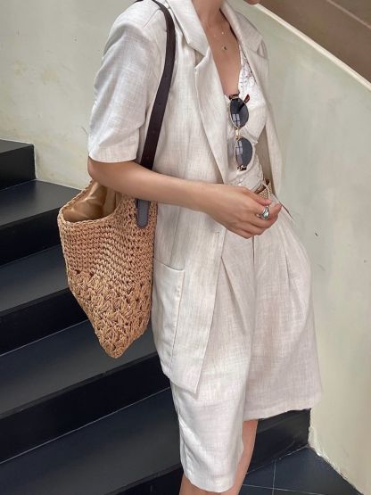 Alma Soft Structured vest Jacket & Bermuda Set