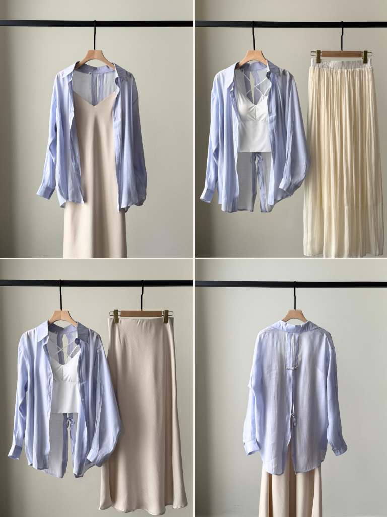 Ni Ni Back Pankou Sheer Chiffon Shirt & Benny Padded Top-The Black Bow-