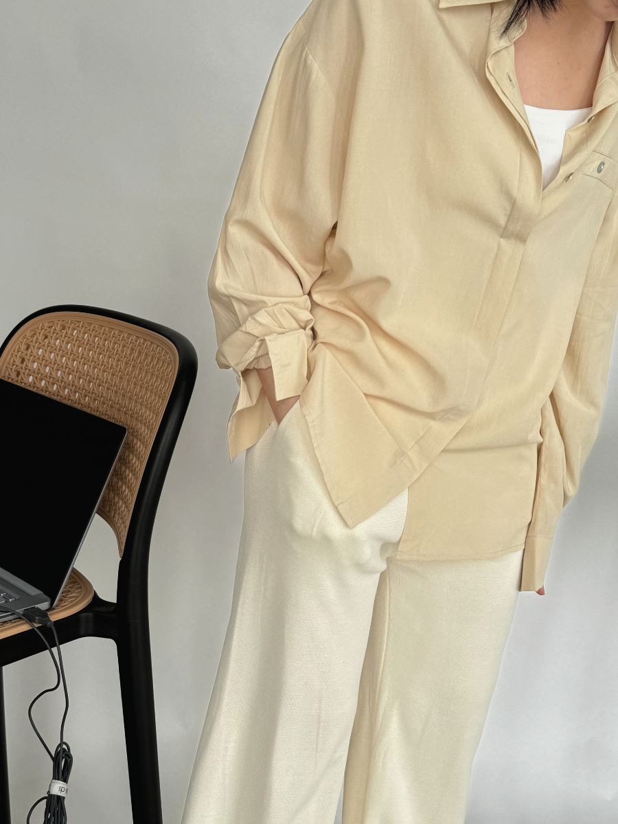 Heloise Shirt with Fake Pocket (Discounted-Free size)-The Black Bow-