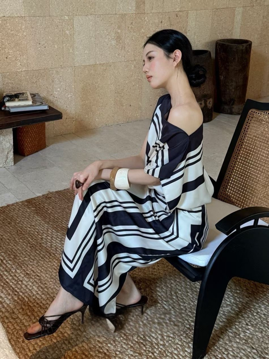 Wrenley Geometric Draped Top