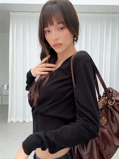 Lareine Wrap V-Neck Hooded Knit Top