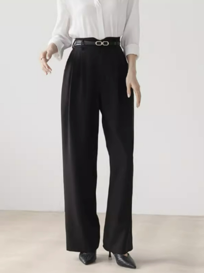 Ollie Straight High Waisted Cut Pants (Discounted-S Size)-The Black Bow-