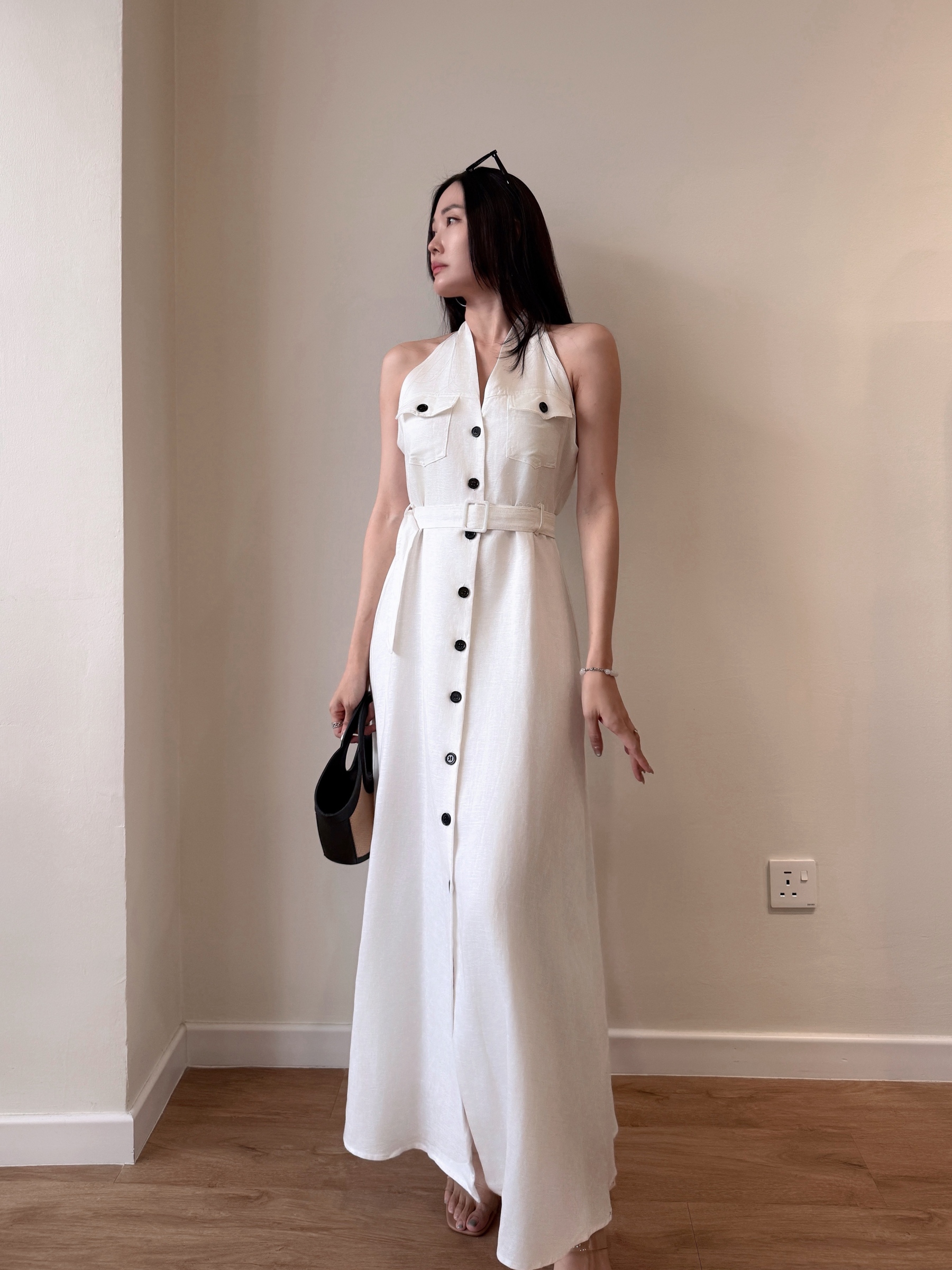 Yente V-Collar Button Down Dress
