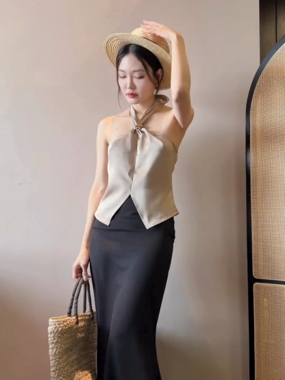 Kiana Halter Neck Satin Top