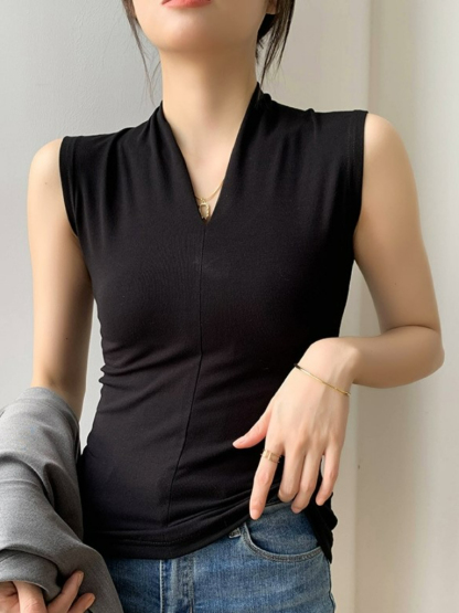 Karsyn V-Neck Sleeves Top -The Black Bow-