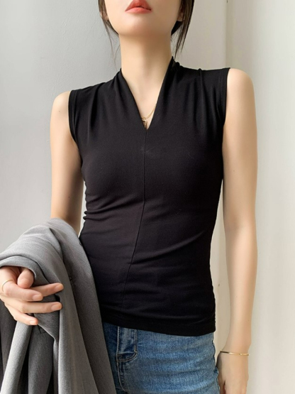 Karsyn V-Neck Sleeves Top -The Black Bow-