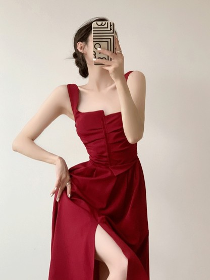Nyla Queen Anne Neckline Midi Dress-The Black Bow-