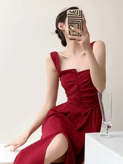Nyla Queen Anne Neckline Midi Dress-The Black Bow-