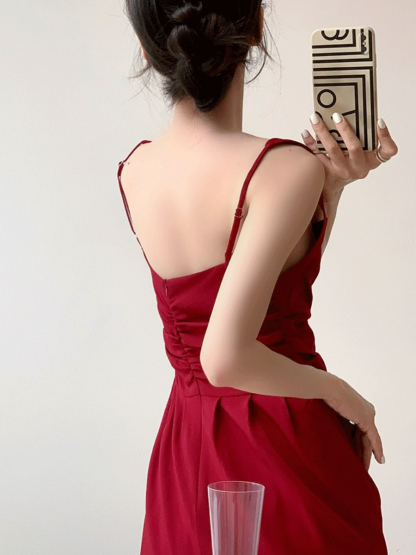 Nyla Queen Anne Neckline Midi Dress-The Black Bow-
