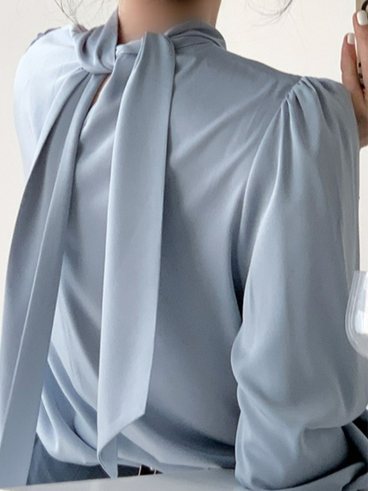 Tacyn Satin Front Wrap Shirt -The Black Bow-