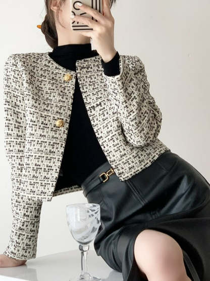 Sawyer Light Luxury Golden Button Jacket (Discounted-S size)-The Black Bow-