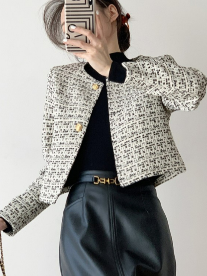 Sawyer Light Luxury Golden Button Jacket (Discounted-S size)-The Black Bow-