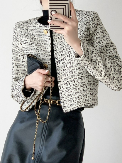 Sawyer Light Luxury Golden Button Jacket (Discounted-S size)-The Black Bow-