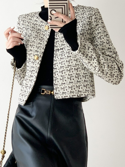 Sawyer Light Luxury Golden Button Jacket (Discounted-S size)-The Black Bow-