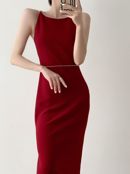 Xantho Bateau Neck Side Slit Dress-The Black Bow-