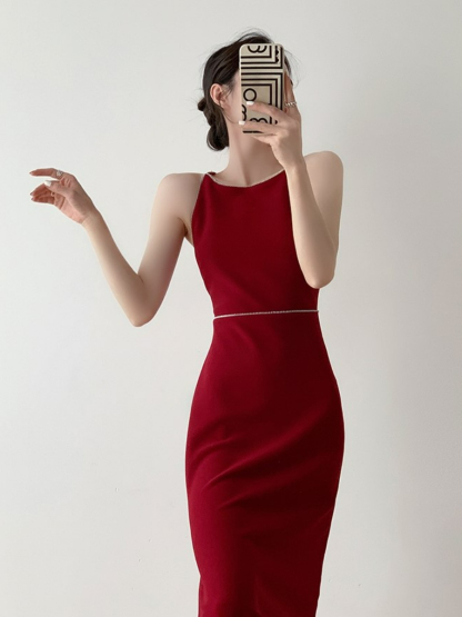 Xantho Bateau Neck Side Slit Dress-The Black Bow-