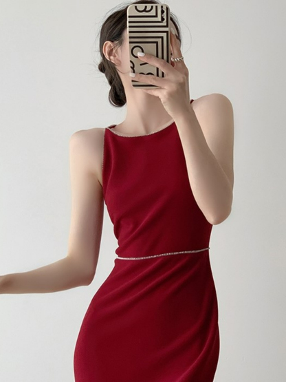 Xantho Bateau Neck Side Slit Dress-The Black Bow-