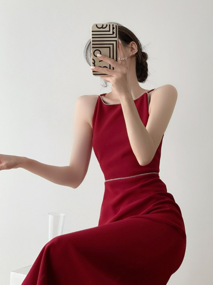 Xantho Bateau Neck Side Slit Dress-The Black Bow-