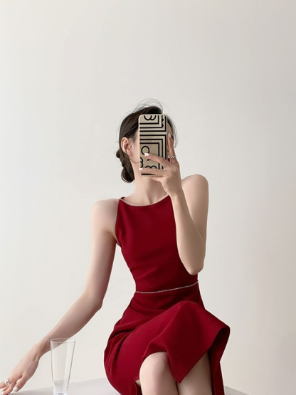 Xantho Bateau Neck Side Slit Dress-The Black Bow-