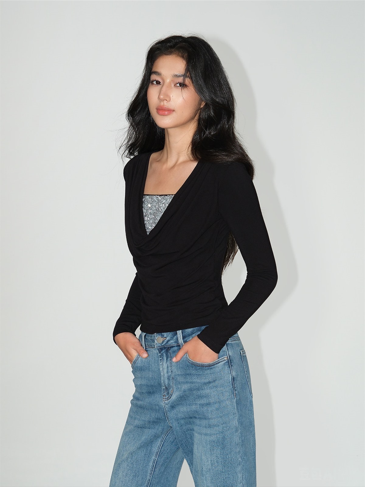Lunara Sequin Camisole & Ruched Wrap Top