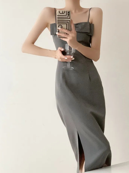 Ethel Bow Front Cami Dress-The Black Bow-