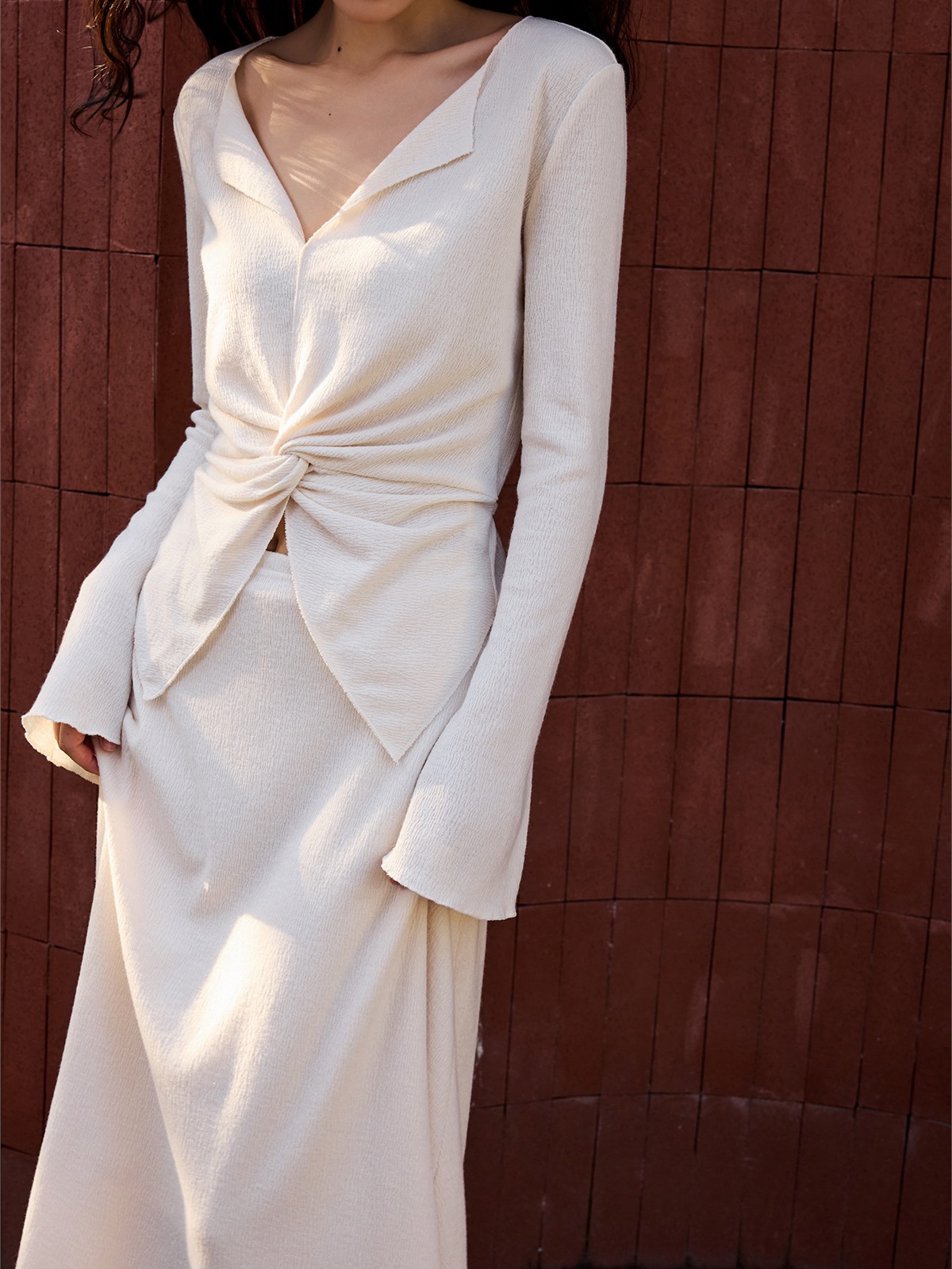 Hermia Ribbed Long-Sleeve Knit Top & Skirt (Sold Separately)